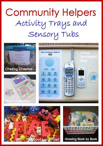 Community Helpers Activity Trays and Sensory Tubs Prek Community Helpers, Community Helpers Week, Preschool Community Helpers Theme, Community Helpers Activity, Social Studies Communities, Community Helper Lesson, Community Helpers Kindergarten, Community Helpers Activities, Communities Unit