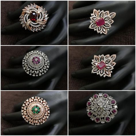 #rings #cocktail #zircon #highquality #richlook  #Beautiful #lovely #elegant #festive #wedding #trendy #designer #exclusive #statement #latest #design #ethnic #traditional #modern #indian #divaazfashionjewellery available Grab them fast 😍😍 Inbox for orders & more details plz Or mail at npsales421@gmail.com Modern Diamond Cocktail Rings, Cocktail Diamond Ring Designs, Fatimid Architecture, Cocktail Diamond Ring, Cocktail Ring Designs, Jewelry Rings Unique, Mom Earrings, Diamond Jewelry Set, Diamond Earrings Design