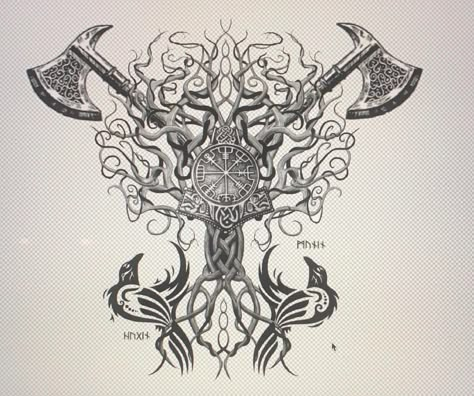 Viking Back Tattoo Design, Authentic Viking Tattoo, Yggdrasil Tattoo Vikings Tree Of Life, Viking Throat Tattoo Men, Nordic Back Tattoo Men, Viking Stomach Tattoos, Viking Chest Tattoo Female, Norse Back Tattoo Ideas, Nordic Warrior Tattoo