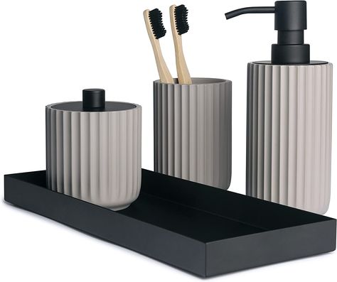 Bathroom Accessory Set, Grey Bathroom Accessories Set, Black Bathroom Accessories Sets Complete, Bathroom Assesssories Set, Farmhouse Bathroom Decor, Bathroom Soap Dispenser Set, Boho Bathroom Decor : Amazon.co.uk: Toys & Games White Bathroom Accessories Set, Black Bathroom Accessories Set, Matte Black Bathroom Accessories, Soap Dispenser Set, 4 Piece Bathroom, Gray Bathroom Accessories, White Bathroom Accessories, Gold Bathroom Accessories, Boho Bathroom Decor