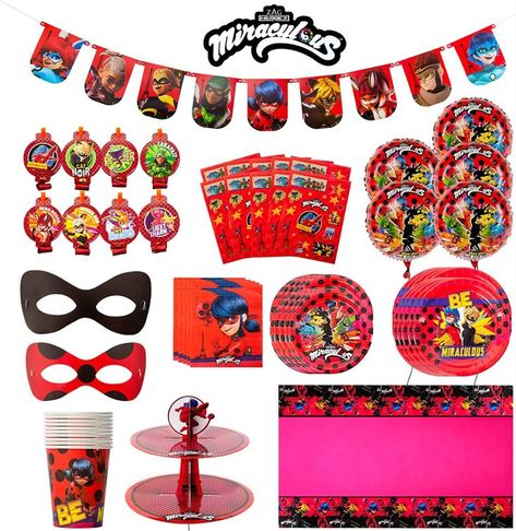 OFFICIAL MIRACULOUS LADYBUG PARTY-IN-A-BOX - Join Miraculous Ladybug and her friends in a super heroic celebration with this Miraculous themed party kit! Includes everything to get the adventure party started! Ladybug Party Decorations, Miraculous Ladybug Party, Halloween Led Lights, Adventure Party, 100 Plus, Ladybug Birthday, Ladybug Party, Celebration Birthday, Party Box