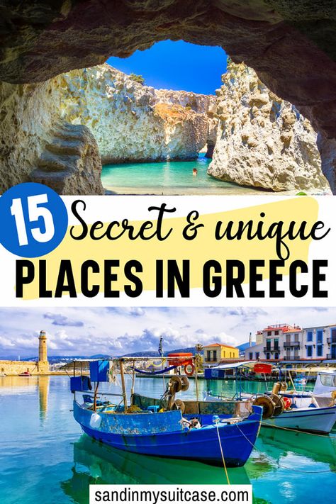 Avoid the crowds and visit these 15 secret and unique places in Greece! | Secret places in Greece | Unique places to visit in Greece | Best places to visit in Greece | #Greece Places To Visit In Greece, Greece Bucket List, Islands In Greece, Greek Islands Vacation, Greece Itinerary, Greek Vacation, Greek Travel, Places In Greece, Greece Travel Guide