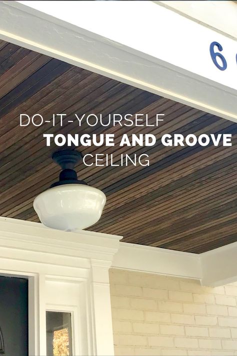 Tongue And Groove Ceiling Porch, Porch Ceiling Ideas Cheap, Cabin Basement, Outdoor Siding, Tounge And Groove, Victorian Porch, Front Porch Makeover, Tongue And Groove Ceiling, Porch Ceiling