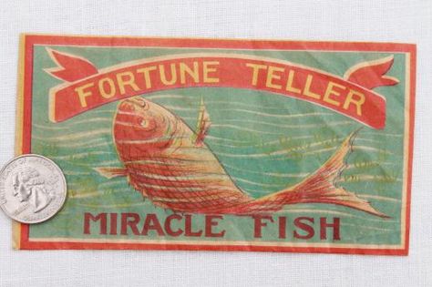 vintage Japan paper novelty, Miracle Fish fortune telling party game toy Fortune Telling Fish, Fortune Telling Party, Fortune Fish, Fortune Teller Paper, Tarot Reading Spreads, Fortune Telling Cards, Poster Inspiration, Fish Tattoo, Fish Illustration