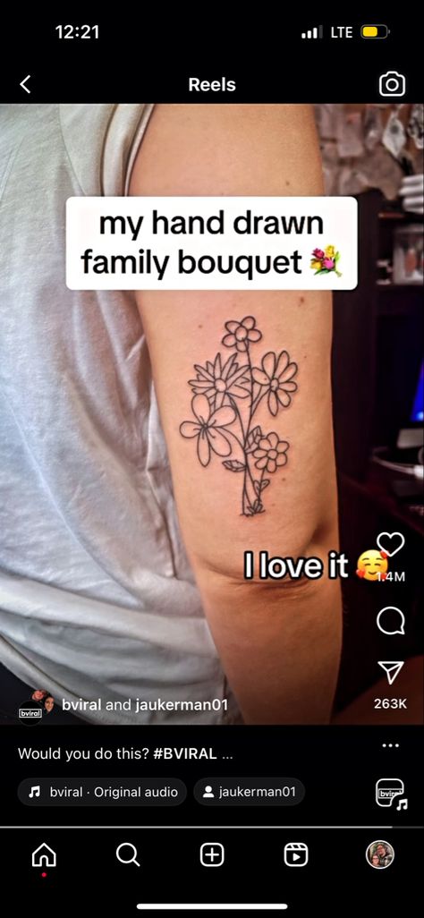 Tattoo Family, Summer Taylor, Bouquet Tattoo, Family Flowers, Family Drawing, July 28, Send Gift, How To Draw Hands, Tattoos