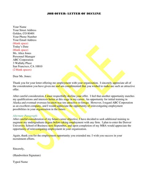 Job Offer Rejection - How to create a Job Offer Rejection? Download this Job Offer Rejection template now! Job Offer Email, Email Sample, Job Rejection, Letter Templates Free, Lettering Download, Letter Example, Letter Sample, Letter Template, Job Offer