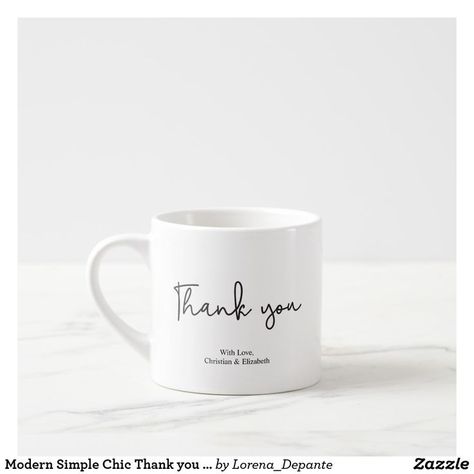 Thank You Font, Cup Favors Wedding, Cups Ideas, Espresso Mugs, Wedding Cups, Printed Cups, Simple Chic, Bridal Shower Party, Modern Gift