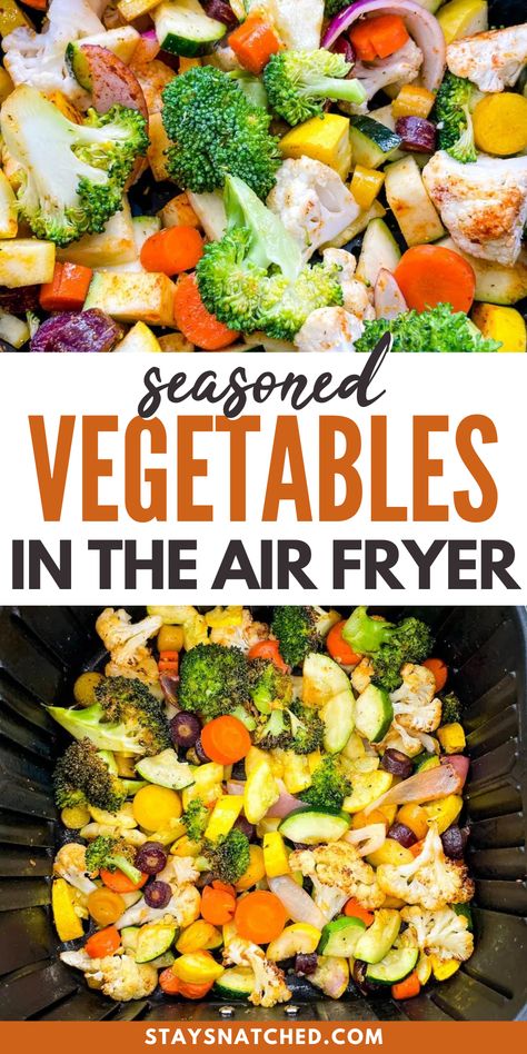 Veggie In Air Fryer, Air Fry Roasted Vegetables, Best Air Fryed Veggies, Roasting Veggies In Air Fryer, Easy Veggie Meal Prep, Airfryer Veggies Recipes, Cooking Veggies In Air Fryer, Air Fryer Vegetable Medley Recipes, How To Season Veggies