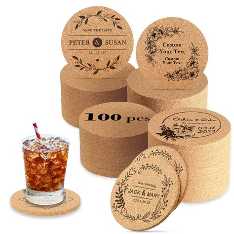 PRICES MAY VARY. Personalized coasters: Customized cork coasters, using advanced laser engraving technology, can be designed and customized according to your preferences to create your own sense of fashion. Let it become the most beautiful embellishment of your wedding party, and let the details perfectly present the unique style of your wedding. The uniqueness and practicality of this coaster provide guests with thoughtful souvenirs, making the memories of this grand ceremony concrete High-qual Bridal Shower Favors For Guests, Custom Coasters Wedding, Wedding Guest Favors, Cork Material, Absorbent Coasters, Wedding Coasters, Entertainment Bar, Personalized Coasters, Wedding Souvenirs