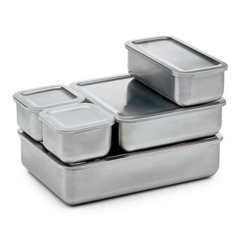 Glass, Ceramic, Wood, and Stainless Steel: Options for Non-Plastic Kitchen Storage Product Roundup | The Kitchn Homemade Sherbet, Stainless Steel Food Storage, Steel Storage Containers, Plastic Free Life, Stainless Steel Containers, Baby Light, Steel Storage, Kitchen Containers, Plastic Container Storage