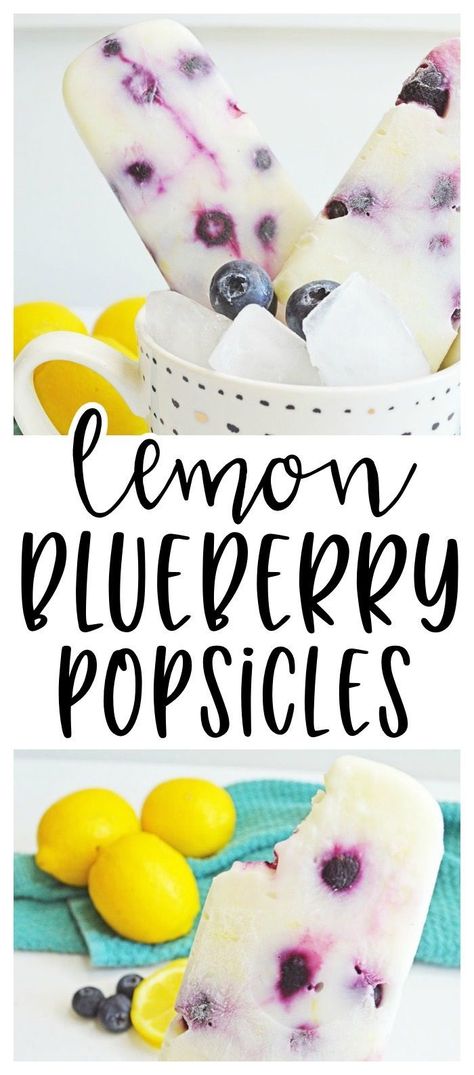 Delicious homemade lemon blueberry popsicles! Blueberry Popsicles, Lemon Popsicles, Blueberry Pudding, Lemon Treats, Healthy Popsicles, Yogurt Pops, Pudding Pop, Homemade Recipes Dessert, Homemade Popsicles