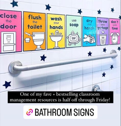 School Washroom, Classroom Bathroom, Washroom Decor, Preschool Classroom Decor, Elementary Classroom Decor, Classroom Behavior Management, Teachers Diy, Primary Lessons, Teaching Career