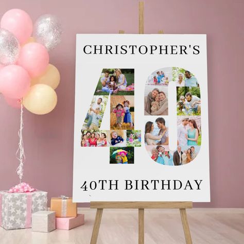 Square Portrait, Number 40, Birthday Photo Collage, Turning 40, 40th Birthday Party, 40th Birthday Cards, 40th Birthday Invitations, 40th Birthday Parties, 40th Birthday Gifts