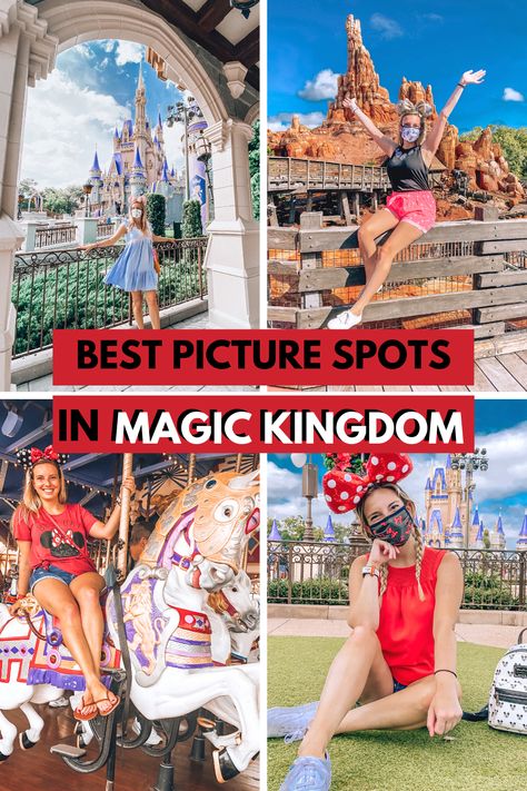 Best Disney Pictures Ideas, Magic Kingdom Photo Ops, Best Photo Spots In Magic Kingdom, Disney World Castle Pictures, Magic Kingdom Photoshoot, Magic Kingdom Poses Ideas, Magic Kingdom Castle Pictures, Magic Kingdom Family Photos, Magic Kingdom Family Pictures