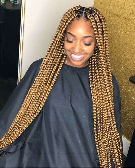 Jumbo Box Braids Styles, Box Braids Pictures, Large Box Braids, Trendy We Fryzurach, Lemonade Braids Hairstyles, Big Box Braids, Blonde Box Braids, Big Braids, Short Box Braids