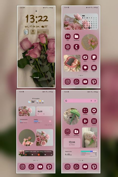 Homescreen Ideas Iphone, Tablet Theme, Samsung Homescreen Layout Ideas, Iphone Wallpaper Modern, Samsung Pink, Android Organization, Themes For Mobile, Samsung Galaxy Wallpaper Android, Cute Blue Wallpaper