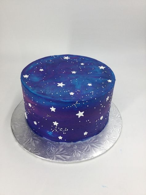 Night Sky Cake Design, Space Bday Cake, Space Cake Ideas Simple, Easy Space Cake, Galaxy Sheet Cake, Star Cake Birthday, Galaxy Cake Ideas, Celestial Birthday Cake, Starry Cake