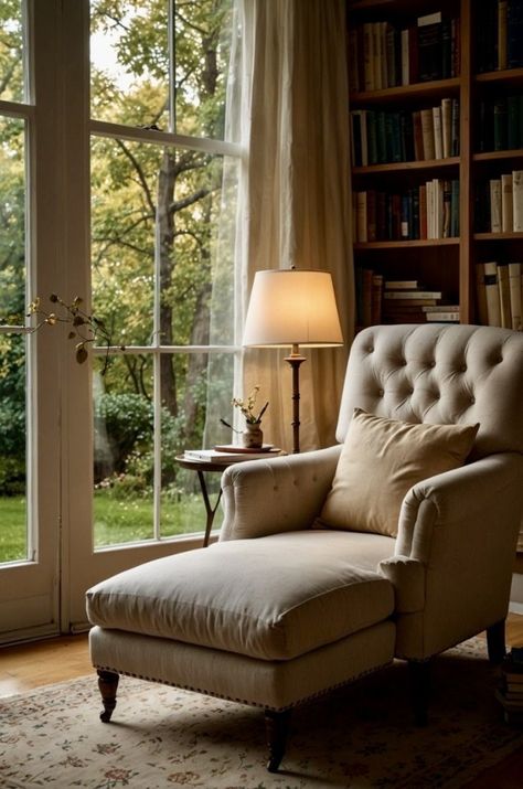 Briland Supper Club Book Nook Seating, Cozy Bedroom Books, Cozy Office Nook, Bedroom Corner Ideas Cozy Nook, Cozy Reading Corner Bedroom, Reading Chair In Bedroom, Cozy Book Corner, Bed Nooks, Comfy Reading Nook