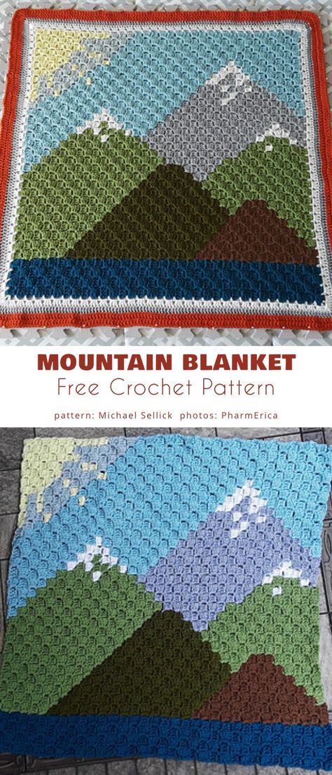 Mountain Blanket Mountain Blanket, Mountain Crochet, Granny Stripe Crochet, Crochet C2c Pattern, Baby Afghan Patterns, C2c Crochet Pattern Free, Baby Boy Crochet Blanket, Crochet Knit Blanket, Crochet Baby Blanket Free Pattern