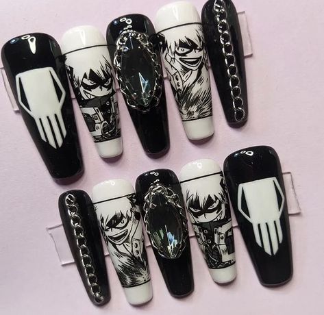 Bakugo Nails, Mha Nails, Penyimpanan Makeup, Fake Nails Designs, Punk Nails, Cute Simple Nails, Anime Nails, Pokemon Wallpaper, Pretty Gel Nails