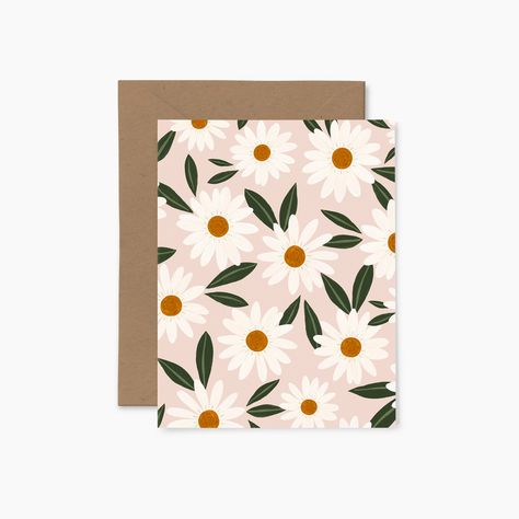 Daisies - Greeting card - Illustrated card - Papier Fleuri Co. Greeting Card Collection, Paper Illustration, Cover Paper, Montreal Canada, Card Illustration, Kraft Envelopes, Paper Greeting Cards, Mother’s Day, Montreal