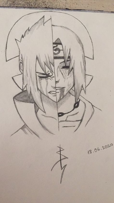 #Anime #Naruto #Sasuke #Itachi #Art #Fanart #Draw #Drawing Half Face Drawing, Sasuke Drawing, Kakashi Drawing, Naruto Drawings Easy, Anime Drawings For Beginners, Animation Drawing Sketches, Sasuke Itachi, Pencil Sketches Easy, Anime Drawing Sketches