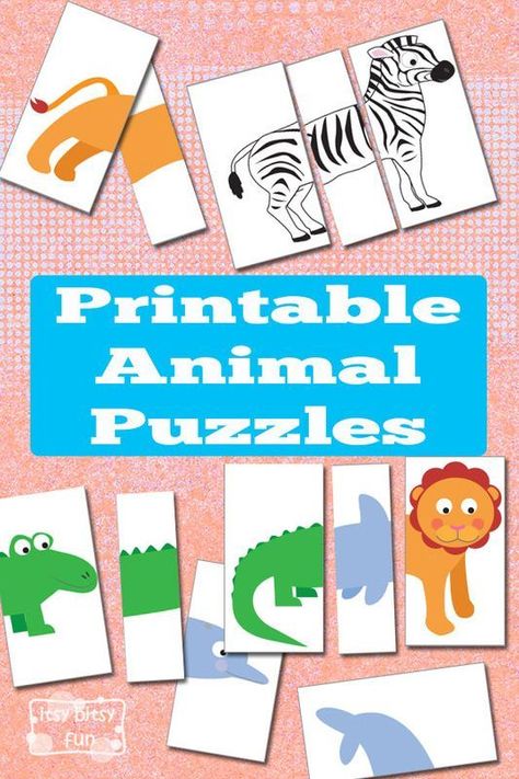 Printable Busy Bag - Animal Puzzles. Super cute DIY activity for kids. Animal lovers will enjoy this easy game idea. Animal Yoga, Animal Printables, Quiet Activities, Printable Animals, Animal Puzzle, Animal Activities, Fun Printables, Busy Bags, Tot School