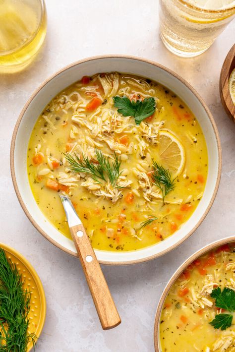 Brocc Your Body Lemon Soup, Lemony Chicken And Orzo Soup, Broc Your Body Recipes, Smooth Soups, Brothy Soup, Brocc Your Body, Lemon Orzo Soup, Bone Broth Soup, Greek Lemon Chicken Soup