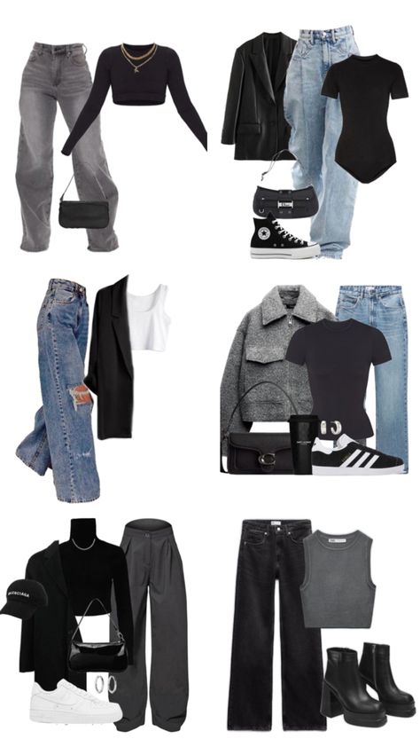 Jeans, black, grey baggy, Outfits Black Baggy Jeans Outfit, Outfits For Autumn, Grey Jeans Outfit, Black Top Outfit, Baggy Outfits, Black Baggy Jeans, Baggy Jeans Outfit, Jeans Outfit Fall, Outfits Baggy