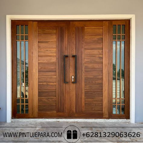 Pintu kayu jati jendela ganda 2 daun minimalis PJ-333 Windows Design, Front Doors With Windows, Window Design, Door Design, Front Door, Quick Saves, Design