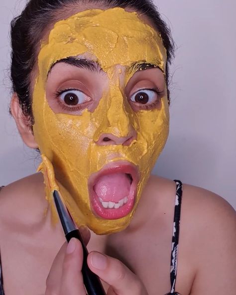 Besan (gram flour) and turmeric face pack for glowing skin... Take 2 tbsp of besan, 1tbsp haldi (turmeric), half lemon and 2tbsp of curd.… Haldi Face Pack, Face Pack For Glowing Skin, Pack For Glowing Skin, Turmeric Face Pack, Turmeric Face, Face Pack, Gram Flour, For Glowing Skin, Homemade Skin Care