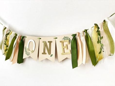 Birthday Decorations Green, Olive Garland, Baby Boy Birthday Decoration, Greenery Birthday, Gold Birthday Banner, Diy Birthday Banner, 1st Birthday Banner, Boy Birthday Decorations, Birthday Garland