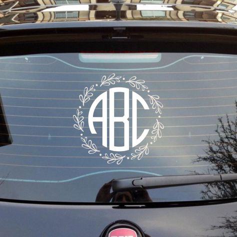 Car Monogram, Car Monogram Decal, Monogram Wreath, Initial Monogram, Monogram Decal, Monogram Initials, Car Decals, Chevrolet Logo, The Back