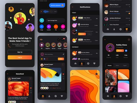 Mobile Chat App, Ux Animation, Social App Design, Mobile Landing Page, Mobile App Interface, App Inspiration, Vertical Jump, Video Chat App, App Design Layout