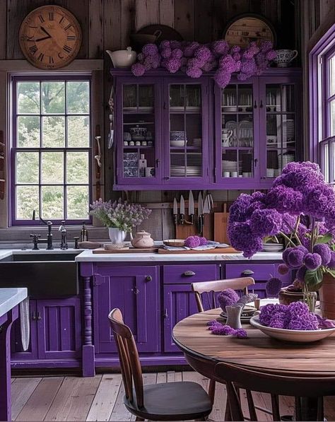 Deep Purple Kitchen, Purple Kitchen Cabinets, Purple Kitchen Designs, Absinthe Art, Interior Board, Purple Kitchen, Cute Bedroom Decor, All Things Purple, Absinthe