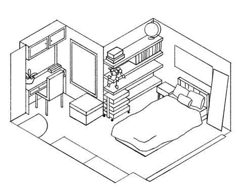 Bedroom Design Drawing, Bedroom Drawings, Layout Cv, University Rooms, Architecture Sketches, Bedroom Drawing, Detailed Drawings, Architecture Sketch, Design Drawing