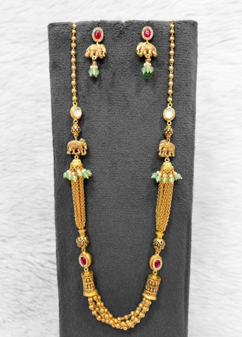 ANTIQUE MALA SET IN KUNDAN & POLKI MANI  . WEIGHT 50GMS🌟🌟 Gold Mala, Gold, Quick Saves