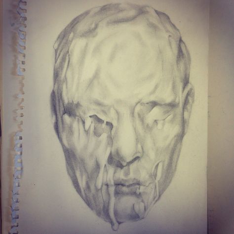 Melting face sketch Melting Drawing, Face Melting, Distortion Art, Sketch Face, Melting Face, Gcse Art Sketchbook, Face Sketch, Drawing Projects, Ap Art