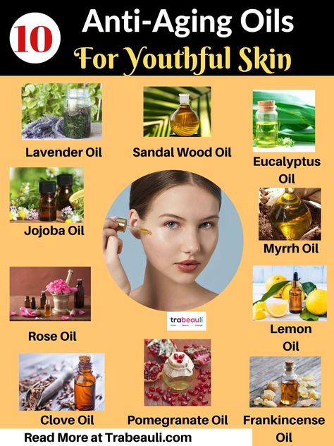 There are many anti-aging creams and lotions available on the market but none can compete with the power of essential oils. There are certain essential oils for wrinkles and age spots which are benignant for your skin and make you look fresh and younger.  Some of the best anti-aging oil for face and for skin tightening is as follows. #antiaging #skincare #faceoil Face Skin Tightening, Best Oil For Skin, Pomegranate Oil, Anti Aging Oils, Essential Oils For Skin, Glow Skin, Best Essential Oils, Best Oils, Best Anti Aging