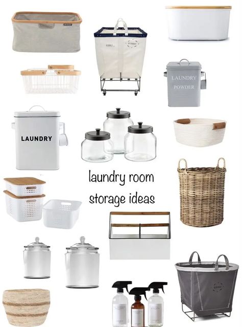 42 Laundry Room Storage Ideas - The Sommer Home Laundry Powder Storage, Soap Container Ideas, Laundry Canisters, Laundry Soap Container Ideas, Laundry Soap Container, Laundry Room Storage Ideas, Laundry Reno, Laundry Basket On Wheels, Laundry Room Countertop