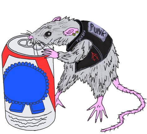 Rat Drawing Punk, Punk Rat, Rat Illustration, Punk Illustration, Illustration Gif, Rat Boy, Beer Illustration, Noodles Ramen, Mouse Illustration