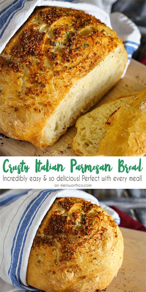 Italian Bread Recipes, Parmesan Bread, Dutch Oven Bread, Bread Maker Recipes, Artisan Bread Recipes, Dutch Oven Recipes, Italian Bread, Bread Machine Recipes, Easy Bread Recipes