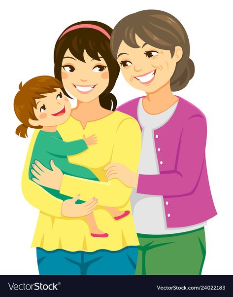 Mother Daughter Granddaughter, Motherhood Illustration, Mothers And Daughters, Family Illustration, Vector Art Illustration, Happy Mother, Illustration Vector, All About Fashion, Mother Daughter