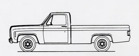 Old Truck Drawings Chevy, Pick Up Truck Tattoo, Simple Truck Tattoo, Chevy Truck Tattoo Ideas, C10 Drawings, Truck Drawings Easy, Pickup Truck Tattoo, Pick Up Truck Drawing, Chevy Truck Drawing