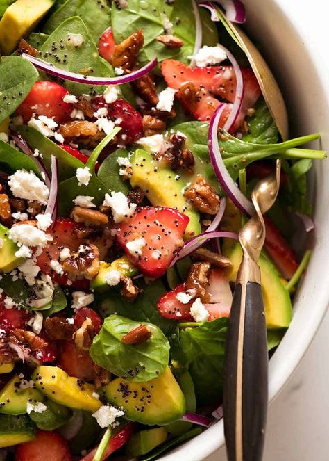 Strawberry Avocado Salad, Tin Eats, Pearl Couscous Salad, Fancy Salads, Salad With Avocado, Strawberry Spinach, Spinach Strawberry Salad, Recipetin Eats, Recipe Tin