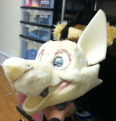 Foam head base wip Canine Fursuit Head Base, Fursuit Foam Head Base, Fursuit Foam Base, Fursuit Head Base, Fursuit Inspiration, Fursuit Making, Fursuit Tutorial, Head Base, Fursuit Head