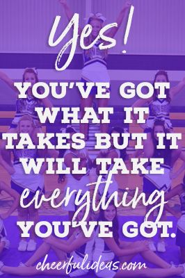 It takes everything you've got to be a great cheerleader! https://cheerfulideas.com/cheer-quotes Cute Cheer Quotes, Holiday Cheer Quotes, Christmas Cheer Quotes, Cheerleading Quotes, Cheers Photo, Cheer Practice, Bone Dog, Entrepreneurship Quotes, Competitive Cheer