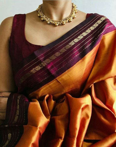 Saree Inspiration, Saree Color Combinations, South Indian Wedding Saree, Fav Outfit, Latest Indian Jewellery, Latest Silk Sarees, Marriage Ideas, Simple Saree Designs, Indian Bridal Sarees