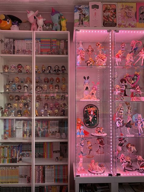 'room update' by kuroecos Magical Bookstore, Retro Apartment Decor, Anime Bedroom Ideas, Otaku Room, Cute Diy Room Decor, Anime Room, Room Update, Cute Bedroom Decor, Hobby Room