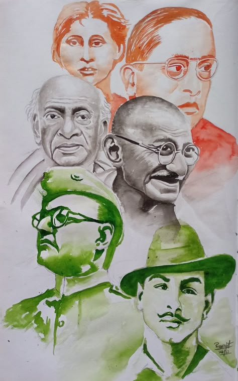 15 August Painting Ideas, Freedom Fighters Of India Poster, 15 August Independence Day Drawing Pencil Sketch, Deshbhakti Drawing, Independent Day Painting, Independence Day Painting Competition, 15 August Independence Day Painting, Water Colour Drawing Ideas Creative, Independent Day Drawing Ideas